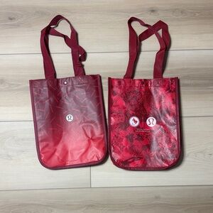 Lululemon Reusable Red Tote Bag (2) Small Gym / Shopping Olympics